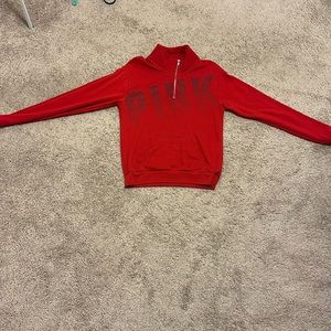 Pink sweatshirt half zipper